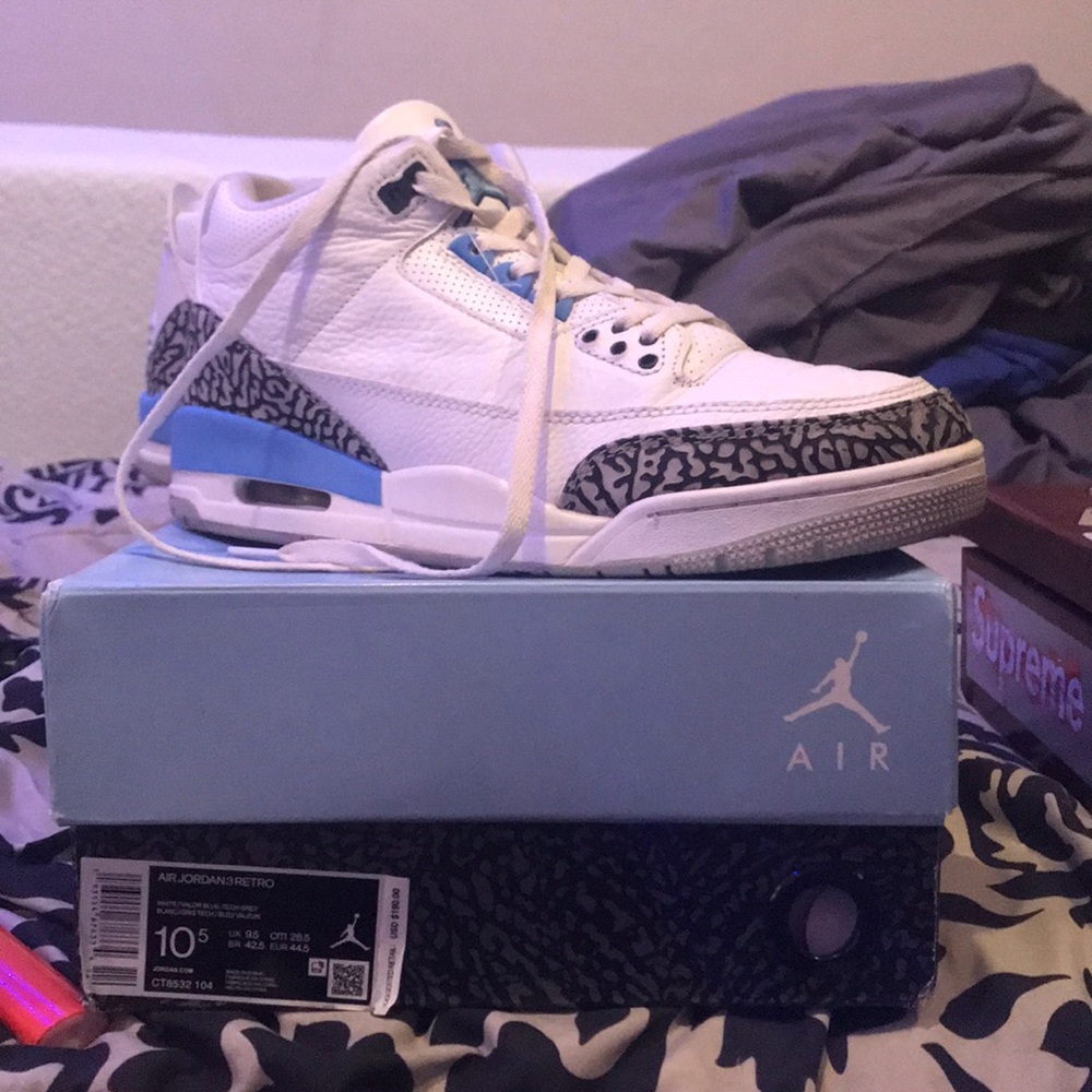 Jordan 3 unc 10.5 (used)